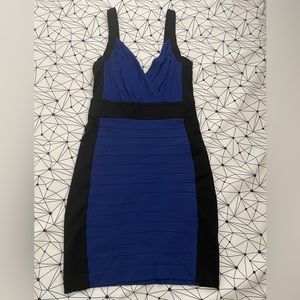 Express Cobalt Blue/Black Bandage Dress Size XS